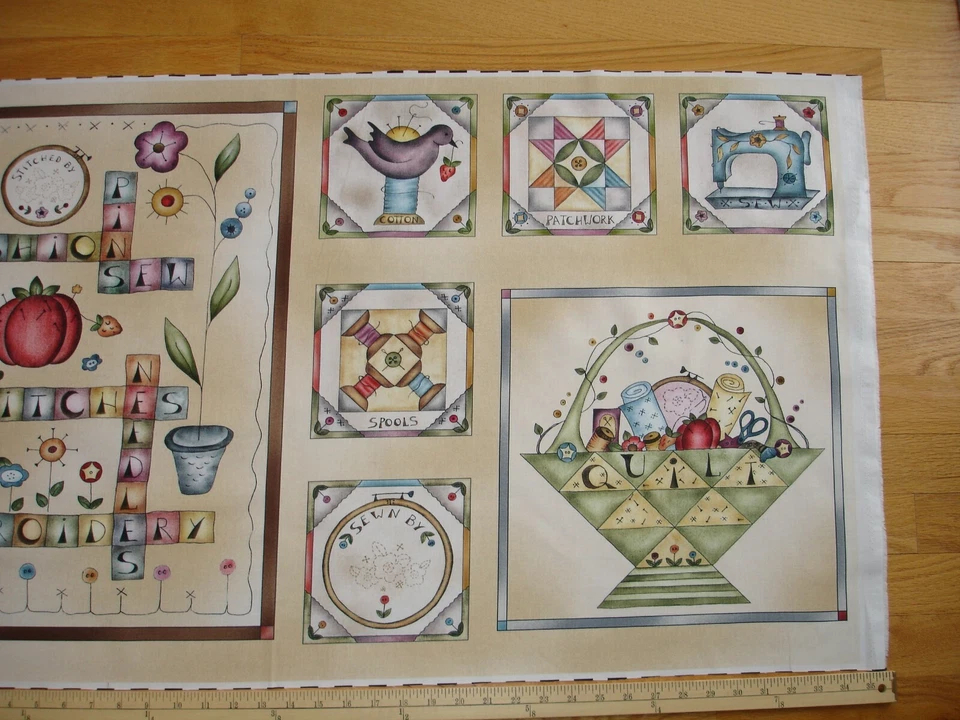 Bloques de panel de edredón de tela de algodón con palabras de parche de costura nacidas para coser Foto 3 de 3