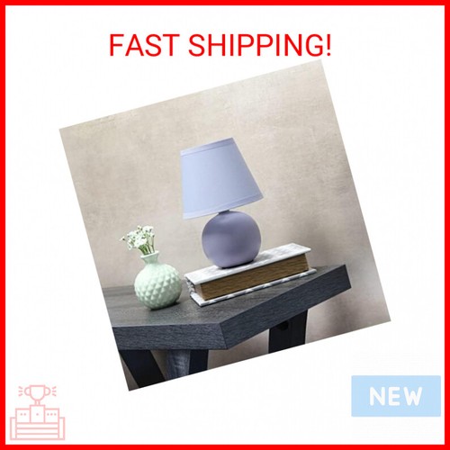 Simple Designs LT2008-PRP Mini Ceramic Globe Table Lamp with Matching Fabric Sha