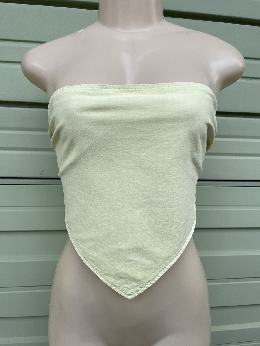 ピース New ZARA Lime Green Bandana Self-Tie Soft Denim Sexy Halter Top