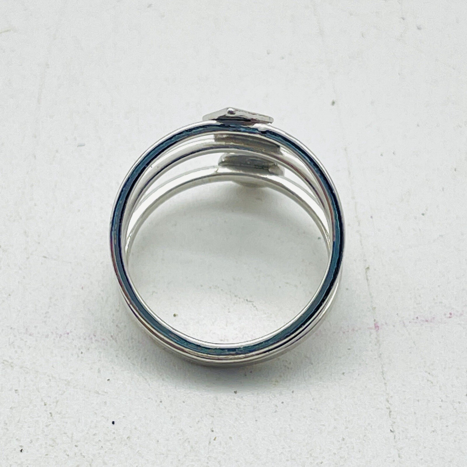 Geometric Silver Tone Ring with Triangle Square a… - image 3