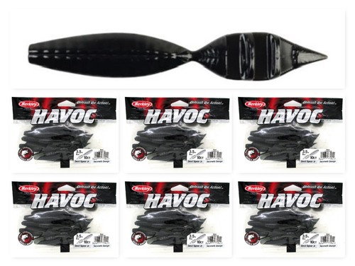(6) Ungeöffnete Tüten Packungen Berkley Havoc 3 1/2" Mike Iaconelli Devil Spear JR schwarz