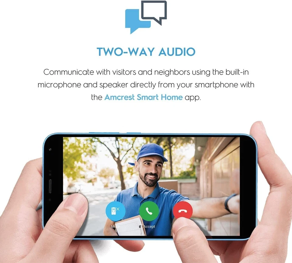 Amcrest 4MP Video Doorbell Camera Pro 2.4 GHz WiFi Outdoor Smart 164º Angle - - Image 3 of 4