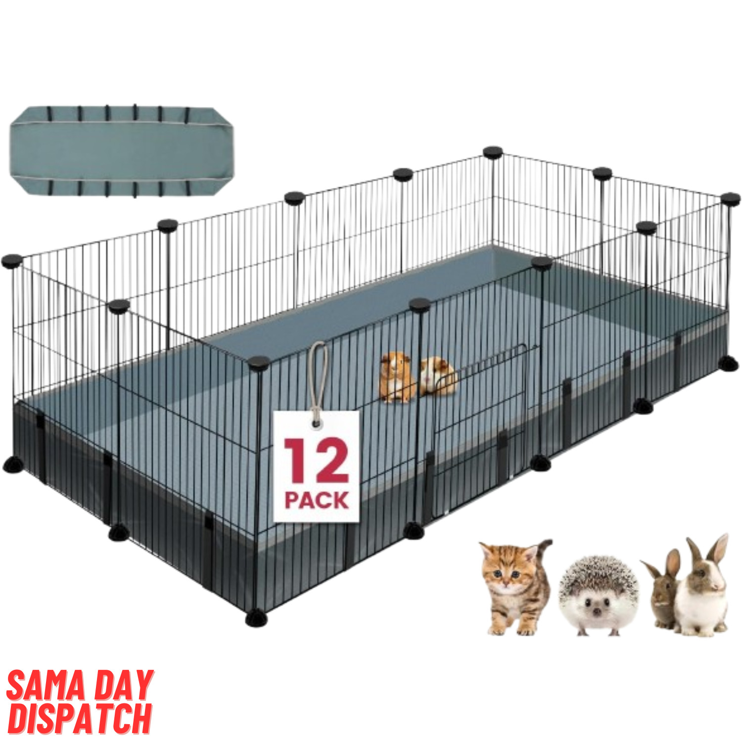 12 Panels Small Animal Playpen,Pet Playpen with Waterproof Mat,C&C Cage for G...