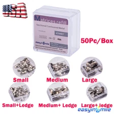 50Pcs Dental Matrices Bands Sectional Contoured Metal Matrix bands soft S/M/L US