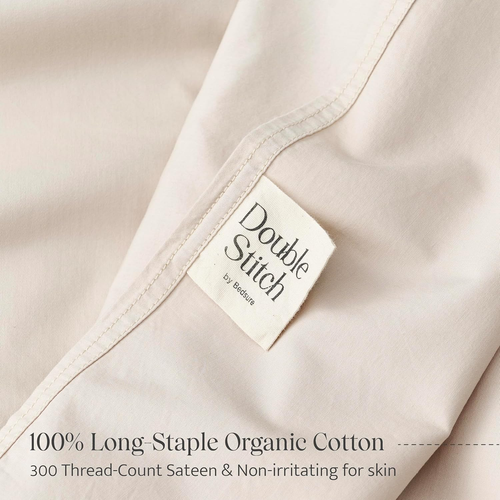 100% Organic Cotton Sheet Set Queen - 300 TC Luxury Hotel Sateen Weave, GOTS Cer - Picture 2 of 6