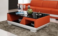 Klassischer Luxus Designer Couchtisch Sofa Wohnzimmer Tisch Leder Tische Glas