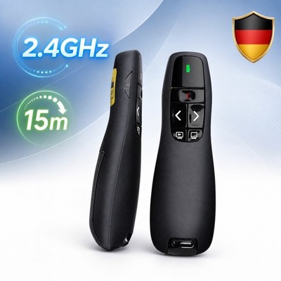 Wireless Presenter Powerpoint Fernbedienung Laserpointer 15m schwarz