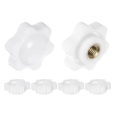 6pcs Star Knobs M6 Thread 25mm Head Non-Through Hole Brass Insert Knob White