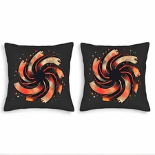 Set of 2 18x18in Throw Pillow Covers with Vibrant Abstract Spiral Design 