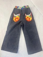 Vintage 60-70  s Stones Wear 4T Denim Pants Patchwork Hippie Pockets Flower Power