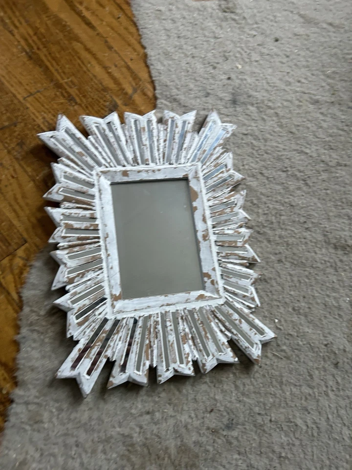 Bohemian Wooden Abstract Wall Mirror 15 X 12 Inch Starburst Rectangle Mirror - Image 3 of 4