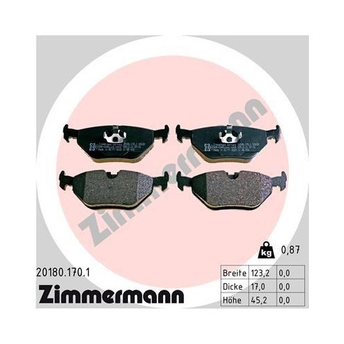 Zimmermann 20180.170.1 Bremsbelagsatz Scheibenbremse Hinterachse FüR Bmw-image