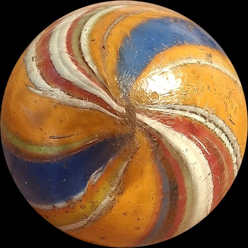 Marbles: 7/8 Mint (-) German Hand Made Outstanding  Joseph Coat RARE Orange Base