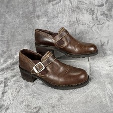 Vintage Nine West Loafers Womens 8.5 Brown Leather Chunky Lug Sole Shoes Y2K