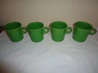 Set of 4 Fiesta Ware Green Coffee Mugs Ring Handle Homer Laughlin HLC USA
