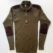 ROTHCO Quarter Zip Commando Sweater Mens 3XL Olive Acrylic Elbow Shoulder Patch