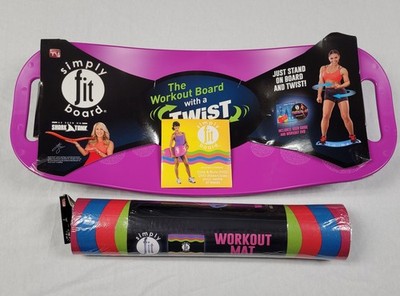 Simply Fit Magenta Workout Board Balance Board with Workout Mat & DVD - New