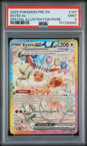 PSA 9 Mint Eevee ex 167 Prismatic Evolutions Special Illustration Rare
