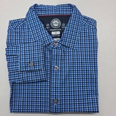 Flag & Anthem Mens Madeflex Stretch Long Sleeve Button Up Shirt Blue Size M NWT 