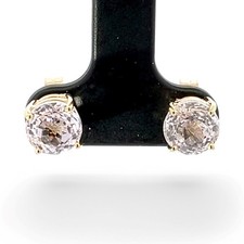 14k Yellow Gold Pale Pink Stone Stud Earrings with Butterfly Backs KS1019237 