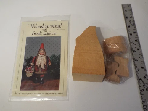 SANDI ZICKUHR SANTA-GNOME PATTERN & SUGAR PINE WOOD BLANK-CARVING CUTOUT-RARE**