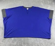 Natori Women’s Cropped Blouse XL Oversized Blue Gray Comfort C36