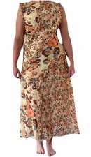 ULLA JOHNSON avrelie  floral-print silk-georgette midi dress yellow size 4