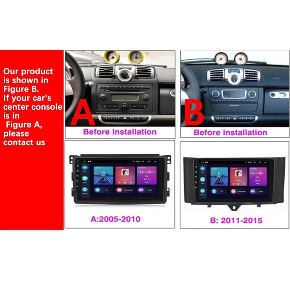 For 2010-2015 Smart Fortwo 451 Apple Carplay Android 15 Car Stereo Radio GPS NAV - Image 3 of 4