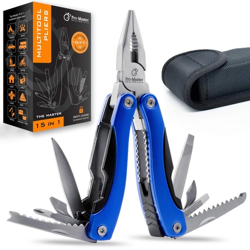 Multitool 15-in-1 with Safety-Locking, Stainless Steel Multi Tool Pliers, Fun...