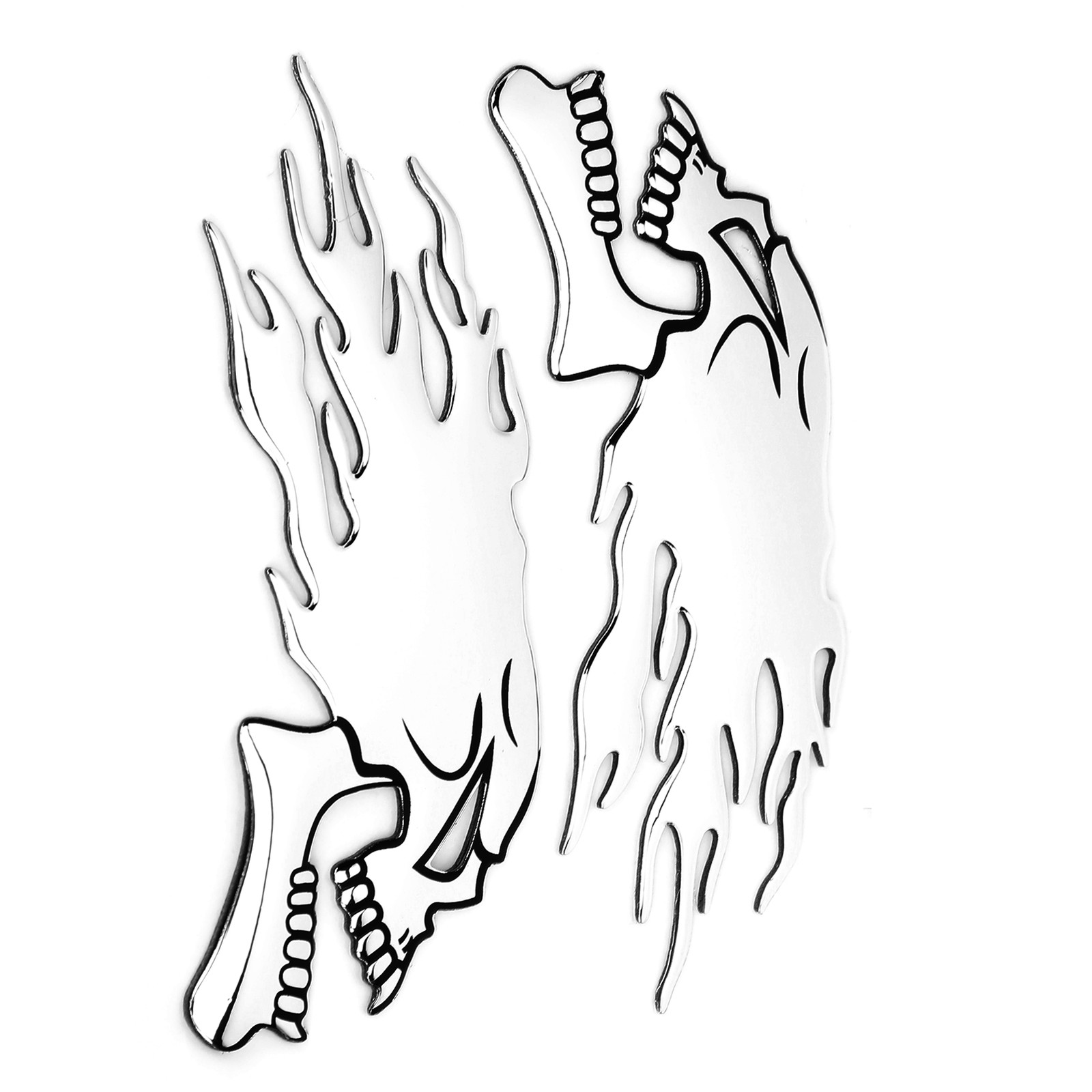 2PCS Fuel Tank Sticker 3D Universal Flame Skull Decal Decorations For Motorcycle