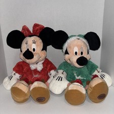 Disney Store Exclusive Mickey Minnie Christmas Plush set Reindeer PJs