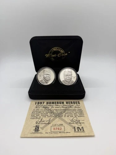 Ken Griffey Jr. Mark McGwire MLB One Troy Ounce .999 Fine Silver Medallion Set