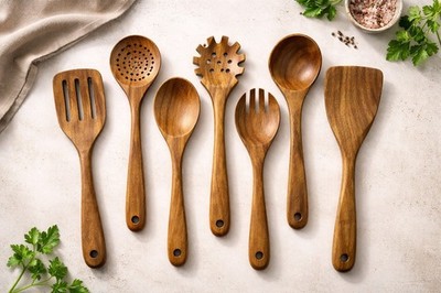 Premium Wooden Kitchen Utensils Set Non Toxic Eco Friendly Durable Cooking Tools