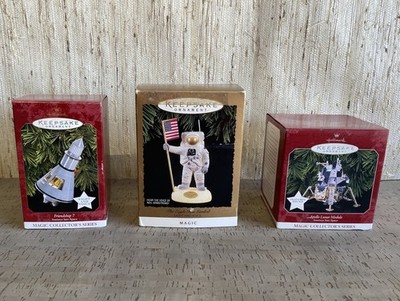 Hallmark Keepsake NASA Space Ornament Lot Apollo Lunar Module Eagle Friendship 7