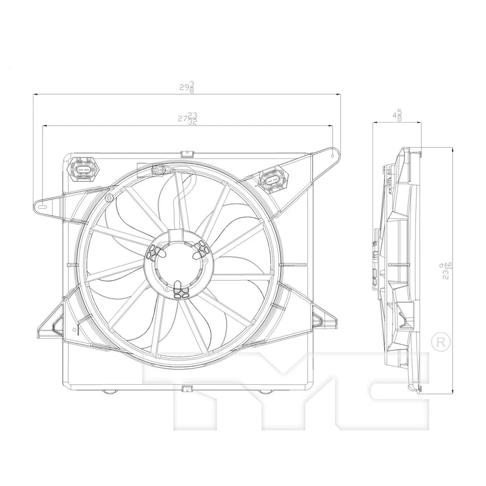 Conjunto de ventilador condensador y radiador doble TYC 622650 para Cadillac SRX 10-16 Foto 3 de 4