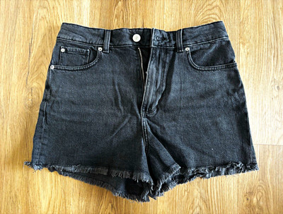 ROXY Eva Fashion Black Denim High Rise Cut Off Shorts Women's 28 5-Pocket