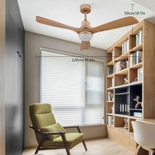 48" Outdoor Ceiling Fan Light With Remote Control  6 Speed Led Chandelier Lamp