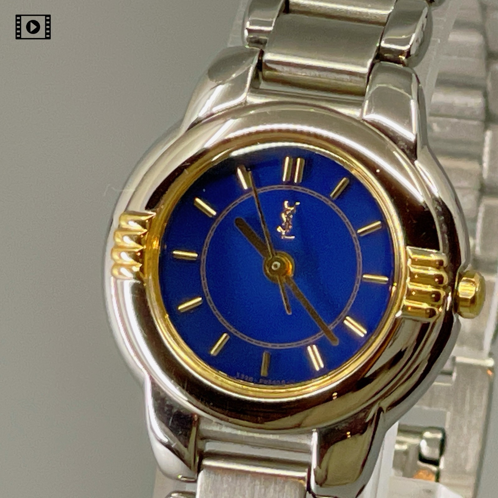 【Near Mint】Yves Saint Laurent Women's Qz 23mm Watch Navy Dial Gold US Stock