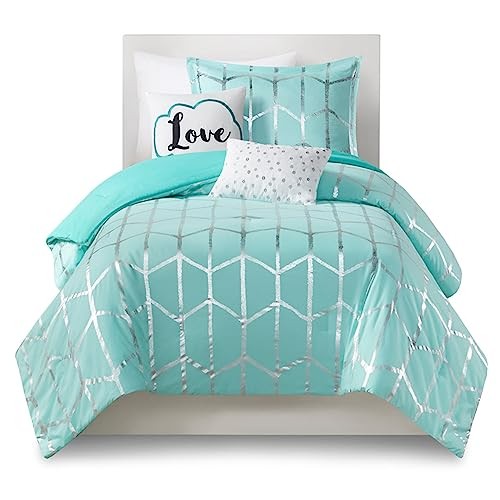 Intelligent Design Raina Comforter Microfiber Metallic Print Geometric Design - Picture 13 of 13