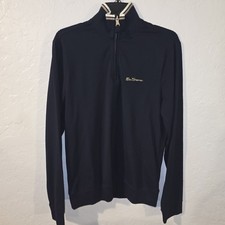 NEW Ben Sherman 1/4 Zip Pullover Mens Navy Golf Long Sleeve Stretch Small Shirt
