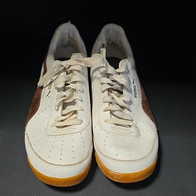 PUMA Trimm-Quick Men's Golf Shoes White/Brown/Gum Leather Suede Lace Up