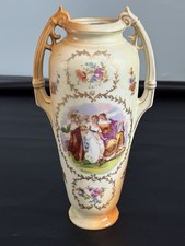 Double Handled Decorative Vase in the Style of Victoria of Austria c1920s 10.5"