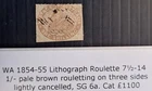 1855 Western Australia 6d Pl Brn Swan stamp WMK Swan Rouletted 7.5-14 Used£1100