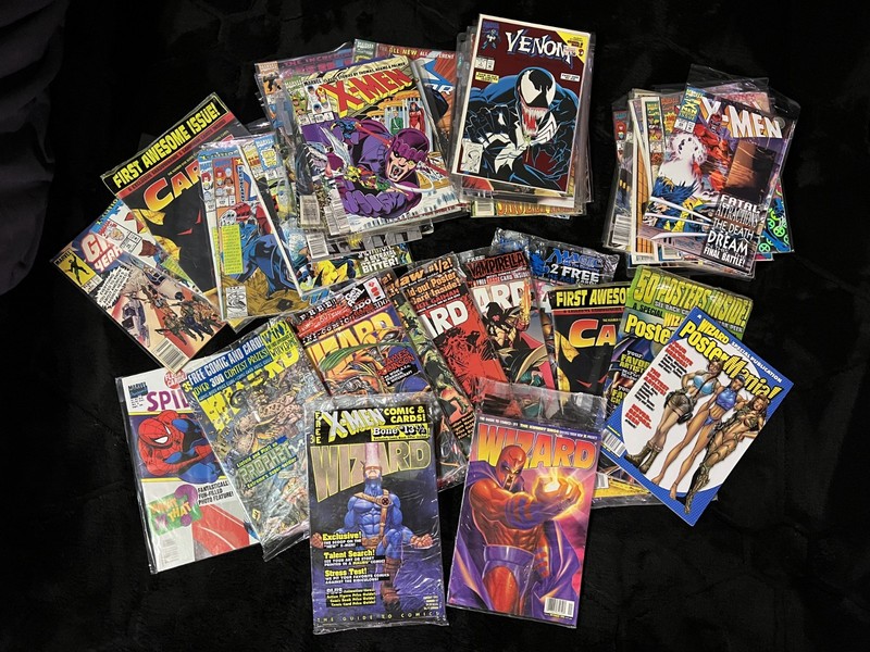 1990s Wizard Magazine Sealed & Non, Comic Books Lot, Promo Cards, Vintage