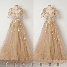 Champagne Wedding Dresses with Short Sleeves Bridesmaid Dresses Bridal Gowns