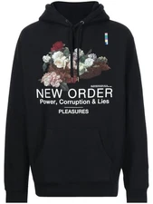 Pleasures “New Order Power Corruption Lies” Roses Pullover Hoodie Small Black