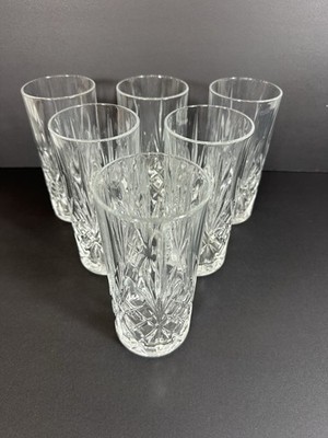 RCR Melodia Crystal Highball Tumblers 5 7/8'' Set Of 6 Italy Cut Glass Starburst