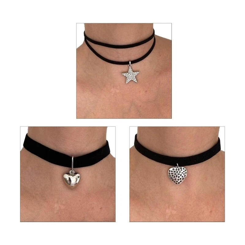 Heart Star Pendant Necklace Simple Cool Double Layer Choker