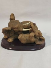 Vintage Ceramic Mother And Baby Elephant Playing 4.5" Figurine D79343