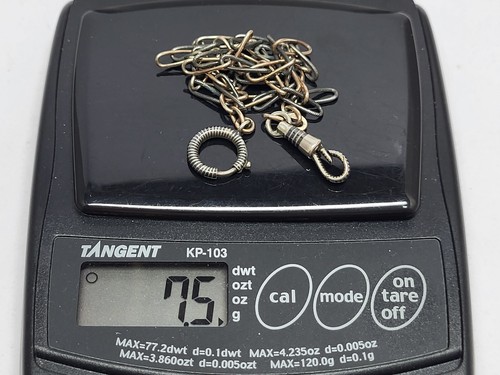 RARE Antique 1920's Sterling Silver & Enamel POCKET WATCH CHAIN/ Marked JAVALI - Picture 7 of 16